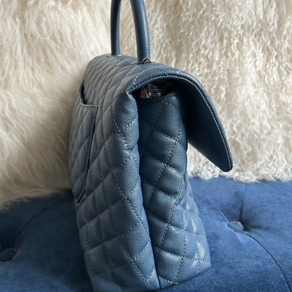 Chanel Coco Top Handle Bag Quilted Caviar Medium blue - Picture 4 of 9